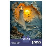 Puzzles pour Adolescents 1000 Lighthouse in Stormy Sea Puzzles pour Adultes Jeu Manuel Anti-Stress Stimule Le Cerveau 38x26cm/1000pcs