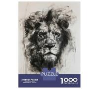 Puzzles pour Adolescents 1000 Lion in Charcoal Sketch Puzzles pour Adultes Jeu Manuel D'assemblage De Motifs Offre Spéciale pour Toute La Famille 38x26cm/1000pcs