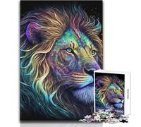 Puzzles pour Adolescents 1000 Lion Neon Staycation Jeu Manuel pour Passer Le Temps Cadeaux de Père Noël Secret (Taille 38x26cm)