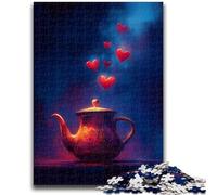 Puzzles pour Adolescents 1000 Love Coffee Pot Soulagement du Stress Staycation Kill Time Décoration Parfaite pour Les 14 Ans et Plus 26x38cm