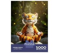 Puzzles pour Adolescents 1000 Meditating Tiger Cub Puzzle Adulte Casse-tête Jeu De Vitesse Manuelle pour Anniversaire, Noël 52x38cm/1000pcs