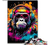 Puzzles pour Adolescents 1000 Monkey DJ Music, adaptés aux Personnes de 14 Ans et Plus, Jeux éducatifs, Cadeaux du Père Noël Secret (Taille 26x38cm)