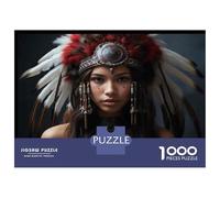 Puzzles pour Adolescents 1000 Native American Headdress for Women Casse-têtes pour Adultes - Idée Cadeau Parfaite pour Toute La Famille 38x26cm/1000pcs