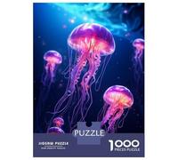 Puzzles pour Adolescents 1000 Neon Jellyfish Glowing Casse-têtes pour Adultes - Idée Cadeau Parfaite pour Toute La Famille 70x50cm/1000pcs