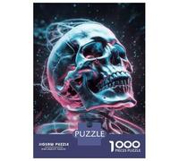Puzzles pour Adolescents 1000 Neon Skull Art Print Puzzles pour Adultes Jouets Anti-Stress Cadeaux pour Femmes Idéal comme Cadeau pour Toute La Famille 70x50cm/1000pcs