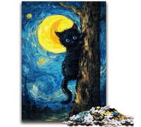Puzzles pour Adolescents 1000 Night Sky Le Chat de Van Gogh Jouets éducatifs Décoration intérieure Unique et Cadeaux pour Les 14 Ans et Plus 50x75cm