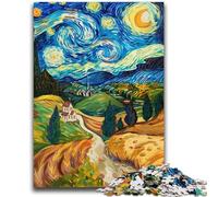 Puzzles pour Adolescents 1000 Nuit étoilée Van Gogh Soulagement du Stress Staycation Kill Time Décoration Parfaite pour Les 14 Ans et Plus 50x75cm