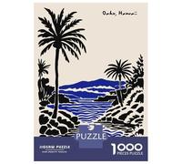 Puzzles pour Adolescents 1000 Oahu, Hawaii Minimalist Landscape Art Puzzles pour Adultes Jeu Manuel D'assemblage De Motifs Offre Spéciale pour Toute La Famille 52x38cm/1000pcs