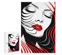 Puzzles pour Adolescents 1000 PCS Abstract Red and Black Portrait Puzzles pour Adolescents, Jouets Anti-Stress, Décoration Murale, Cadeaux d'anniversaire Et De Noël Uniques 1000 PCS