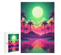 Puzzles pour Adolescents 1000 PCS Abstract Retrowave Horizon Puzzles pour Adultes Jeux Relaxants pour S'amuser en Famille Cadeaux De Noël Et d'anniversaire 1000 PCS