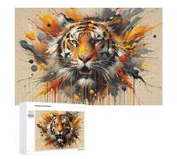 Puzzles pour Adolescents 1000 PCS Abstract Tiger Art Print Puzzles pour Adultes Jeu De Réflexion Décoration Intérieure Activités Amusantes À La Maison 1000 PCS