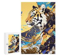 Puzzles pour Adolescents 1000 PCS Abstract Tiger Art with Geometric Patterns Puzzles pour Adultes Jeux Relaxants, Amusants Et Humoristiques, Stimulants À Compléter 1000 PCS