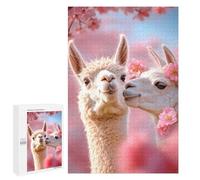 Puzzles pour Adolescents 1000 PCS Alpaca Love in Bloom Casse-têtes pour Adultes Jeu De Réflexion Assemblage De Motifs Interaction Parent-Enfant 1000 PCS