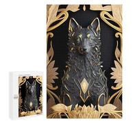 Puzzles pour Adolescents 1000 PCS Ancient Black Golden Wolf Puzzles pour Adultes, Jeux en Famille, Décoration Intérieure, Cadeaux De Noël Et d'anniversaire 1000 PCS