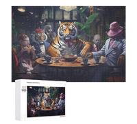 Puzzles pour Adolescents 1000 PCS Animals in Formal Attire Enjoying Tea Party Puzzles pour Adultes Jeu De Réflexion Décoration Intérieure Activités Amusantes À La Maison 1000 PCS