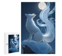 Puzzles pour Adolescents 1000 PCS Art Fox Under Moonlight Puzzles Jeux De Détente Décoration Parfaite Cadeaux Uniques d'anniversaire Et De Noël 1000 PCS
