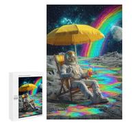 Puzzles Pour Adolescents 1000 PCS Astronaut Relaxing on The Moon with Rainbow Beverage Puzzles Pour Adultes Assemblage De Modèles De Puzzles Défi À Réaliser Soirée Jeux Et Divertissement En Famille 10