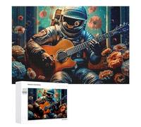 Puzzles pour Adolescents 1000 PCS Astronaut Serenades with Guitar Amidst Flowers Puzzle Anti-Stress, Jouet Idéal pour Une Décoration Amusante À La Maison, 1000 PCS
