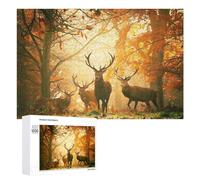 Puzzles pour Adolescents 1000 PCS Autumnal Forest with Stags Puzzles pour Adultes Jeux Relaxants Découpe De Précision Jeu Stimulant Cadeaux 1000 PCS