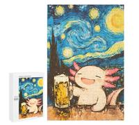 Puzzles pour Adolescents 1000 PCS Axolotl Beer Starry Night Puzzles pour Adultes, Jouets Anti-Stress, Activités Amusantes À Faire À La Maison, 1000 PCS