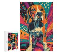 Puzzles pour Adolescents 1000 PCS Beagle in Retro Style Retro Pop Art Beagle Portrait Puzzles pour Adultes Jouets Anti-Stress pour S'amuser en Famille Interaction Parent-Enfant 1000 PCS