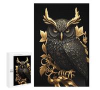 Puzzles pour Adolescents 1000 PCS Black and Gold Owl Puzzles Jeux De Détente Décoration Parfaite Cadeaux Uniques d'anniversaire Et De Noël 1000 PCS