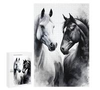 Puzzles pour Adolescents 1000 PCS Black and White Horse Puzzles pour Adultes Jouets Anti-Stress pour S'amuser en Famille Interaction Parent-Enfant 1000 PCS