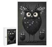 Puzzles pour Adolescents 1000 PCS Black and White Owl Family Puzzles pour Adultes Jeux De Société en Famille Améliorer La Mémoire Cadeaux d'anniversaire Uniques 1000 PCS
