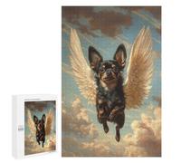 Puzzles pour Adolescents 1000 PCS Black Chihuahua with Angel Wings Remembrance Art Puzzles pour Adolescents, Jouets Anti-Stress, Décoration Murale, Cadeaux d'anniversaire Et De Noël Uniques 1000 PCS
