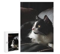 Puzzles pour Adolescents 1000 PCS Black & White Cat Leather Sofa Puzzles pour Adultes Activités Familiales Interaction Parent-Enfant Jeu Au Design Élégant 1000 PCS