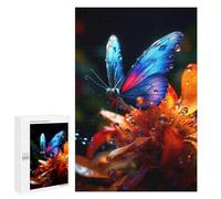 Puzzles pour Adolescents 1000 PCS Blue Butterfly on Orange Flower Puzzles pour Adultes Jeux De Société en Famille Améliorer La Mémoire Cadeaux d'anniversaire Uniques 1000 PCS