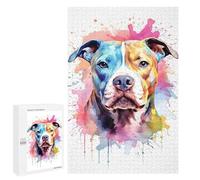 Puzzles pour Adolescents 1000 PCS Bull Terrier Watercolor Puzzles pour Adolescents, Jouets À Faire Soi-même, Activités Amusantes À La Maison pour Passer Le Temps, 1000 PCS