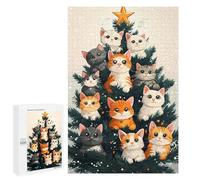 Puzzles pour Adolescents 1000 PCS Cats on Christmas Tree Puzzles pour Adolescents, Jouets Anti-Stress, Décoration Murale, Cadeaux d'anniversaire Et De Noël Uniques 1000 PCS