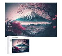 Puzzles pour Adolescents 1000 PCS Cherry Blossom Dreamscape with Snow-Capped Mountain Puzzles pour Adultes Jeu De Réflexion Décoration Intérieure Activités Amusantes À La Maison 1000 PCS