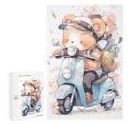 Puzzles pour Adolescents 1000 PCS Chibi Bear Scooter Ride Puzzles pour Adultes Activités Familiales Interaction Parent-Enfant Jeu Au Design Élégant 1000 PCS