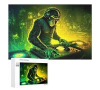 Puzzles pour Adolescents 1000 PCS Chimp DJ Neon Lights Puzzles pour Adultes Jeu De Réflexion Décoration Intérieure Activités Amusantes À La Maison 1000 PCS