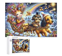 Puzzles pour Adolescents 1000 PCS Christmas Sleigh Ride with Dogs Puzzles pour Adultes Jeu De Réflexion Décoration Intérieure Activités Amusantes À La Maison 1000 PCS