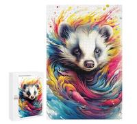 Puzzles pour Adolescents 1000 PCS Colorful Badger Artwork Puzzles pour Adultes Jeu De Réflexion Décoration Intérieure Activités Amusantes À La Maison 1000 PCS
