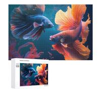 Puzzles pour Adolescents 1000 PCS Colorful Betta Fish in Aquatic Art Puzzle Anti-Stress, Jouet Idéal pour Une Décoration Amusante À La Maison, 1000 PCS