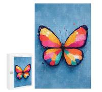 Puzzles pour Adolescents 1000 PCS Colorful Butterfly on Blue Background Jeu De Puzzle Familial Décoration Parfaite Cadeaux Uniques pour Un Anniversaire Et Noël 1000 PCS