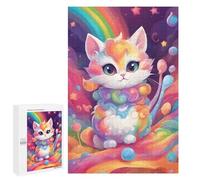 Puzzles pour Adolescents 1000 PCS Colorful Cute Little Cat Puzzles pour Adolescents, Jouets Anti-Stress, Décoration Murale, Cadeaux d'anniversaire Et De Noël Uniques 1000 PCS
