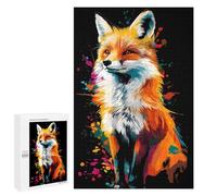 Puzzles pour Adolescents 1000 PCS Colorful Fox Portrait on Black Background Puzzles pour Adolescents, Jouets Anti-Stress, Décoration Murale, Cadeaux d'anniversaire Et De Noël Uniques 1000 PCS