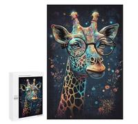 Puzzles pour Adolescents 1000 PCS Colorful Giraffe with Glasses Art Print Jeu De Puzzle Familial Décoration Parfaite Cadeaux Uniques pour Un Anniversaire Et Noël 1000 PCS