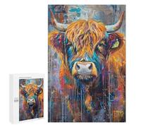 Puzzles pour Adolescents 1000 PCS Colorful Highland Cow Painting Puzzles pour Adolescents Améliorent La Mémoire Difficiles À Compléter Jeux Stimulants 1000 PCS