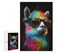 Puzzles pour Adolescents 1000 PCS Colorful Llama Sunglasses Art Print-1 Puzzles pour Adultes Activités Familiales Interaction Parent-Enfant Jeu Au Design Élégant 1000 PCS