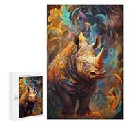 Puzzles pour Adolescents 1000 PCS Colorful Rhino Art Print-3 Puzzles pour Adolescents Améliorent La Mémoire Difficiles À Compléter Jeux Stimulants 1000 PCS