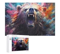 Puzzles pour Adolescents 1000 PCS Colorful Roaring Bear Artwork Puzzles pour Adultes Jeu De Réflexion Décoration Intérieure Activités Amusantes À La Maison 1000 PCS