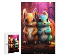 Puzzles pour Adolescents 1000 PCS Colorful Squirrels in Fantasy Forest Puzzles pour Adultes Jeu De Réflexion Décoration Intérieure Activités Amusantes À La Maison 1000 PCS