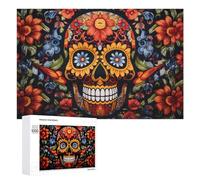 Puzzles pour Adolescents 1000 PCS Colorful Sugar Skull Artwork Puzzle Anti-Stress, Jouet Idéal pour Une Décoration Amusante À La Maison, 1000 PCS