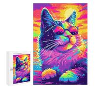Puzzles pour Adolescents 1000 PCS Cool Popart Cat Puzzles pour Adultes Jeux Relaxants pour S'amuser en Famille Cadeaux De Noël Et d'anniversaire 1000 PCS
